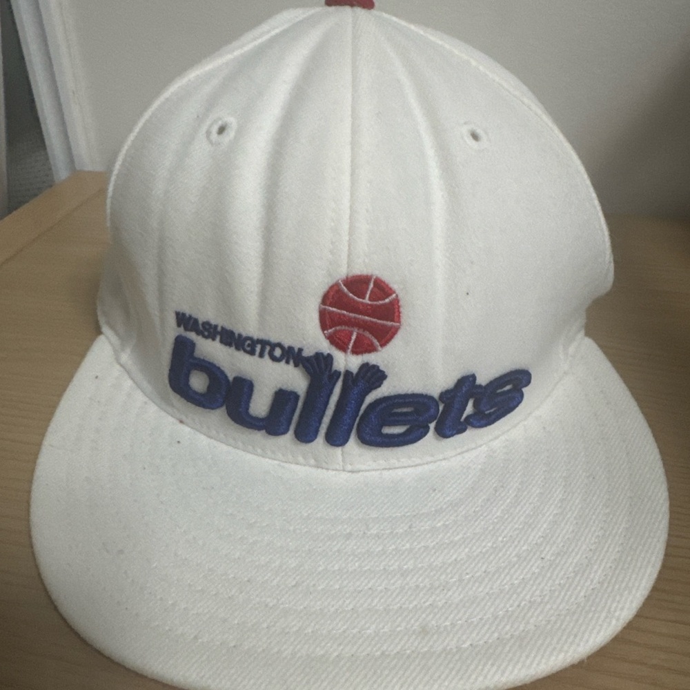 Mitchell & Ness White and Blue Washington Bullets Hat